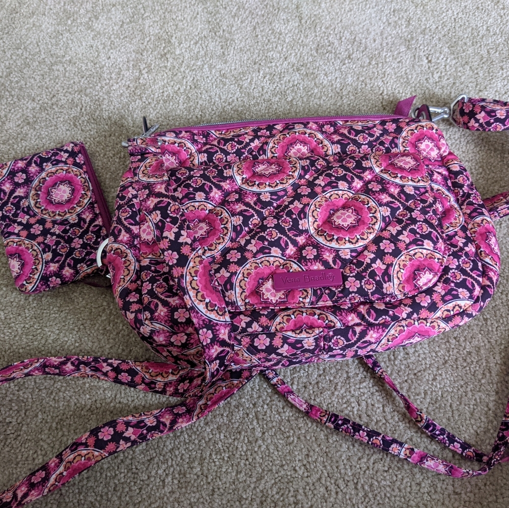 Vera Bradley Raspberry Medallion Bag and Lanyard